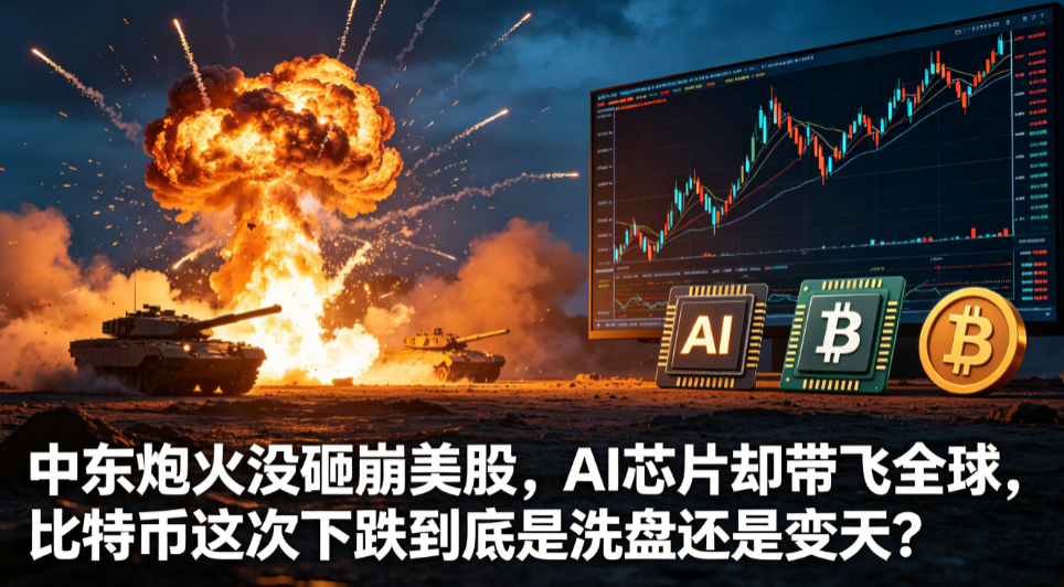 中东炮火没砸崩美股，AI芯片却带飞全球，比特币这次下跌到底是洗盘还是变天？
